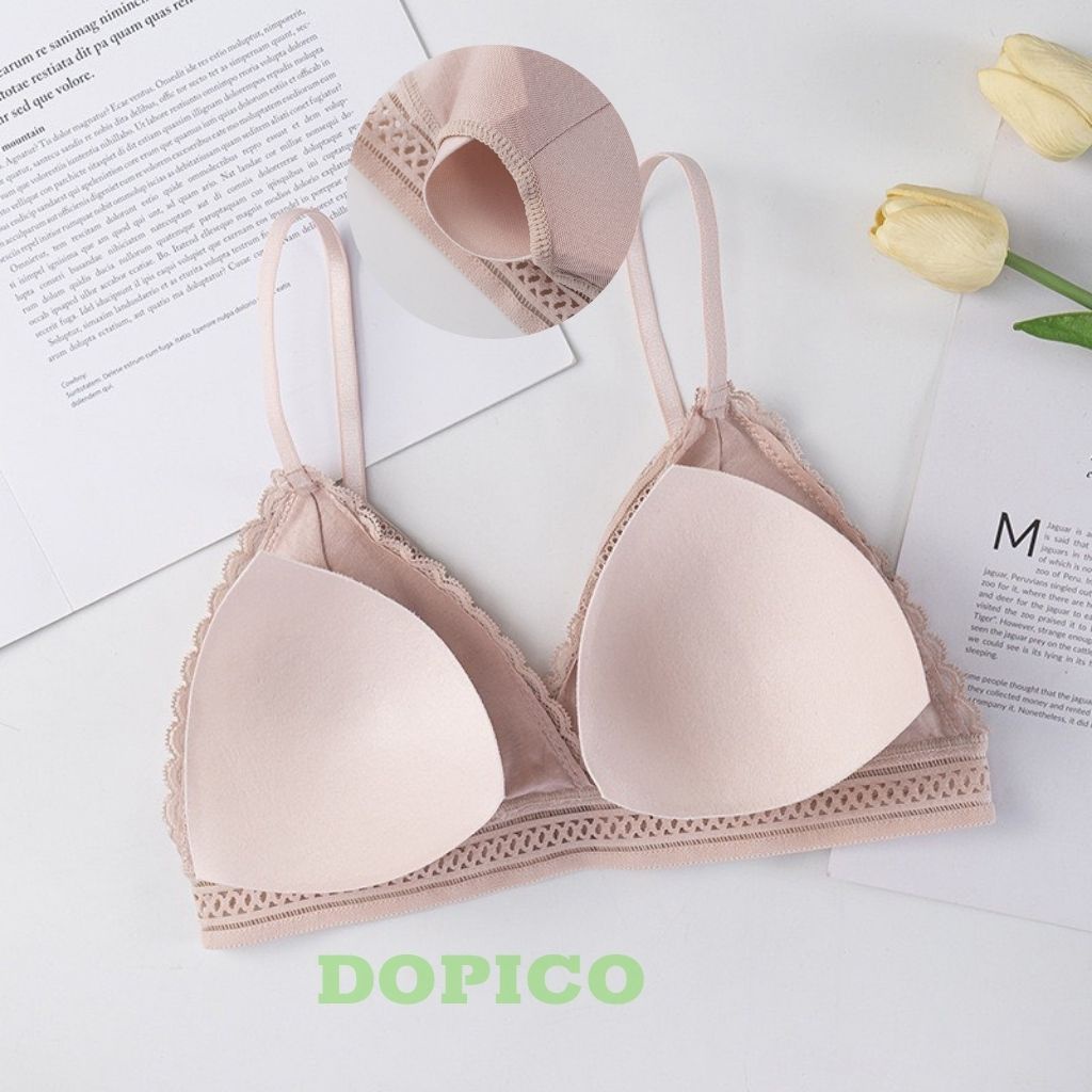 Áo bra ren 2 dây nữ đẹp, áo ngực không gọng ren hoa quyến rủ DOPICO B7156