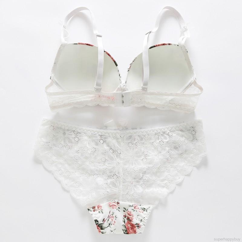 Set Áo Lót Nâng Ngực & Quần Lót Nữ Thêu Hoa Gợi Cảm