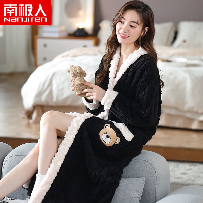 Áo Choàng Ngủ Chất Nỉ Ấm Áp Thời Trang Thu Đông Cho Nữ | BigBuy360 - bigbuy360.vn