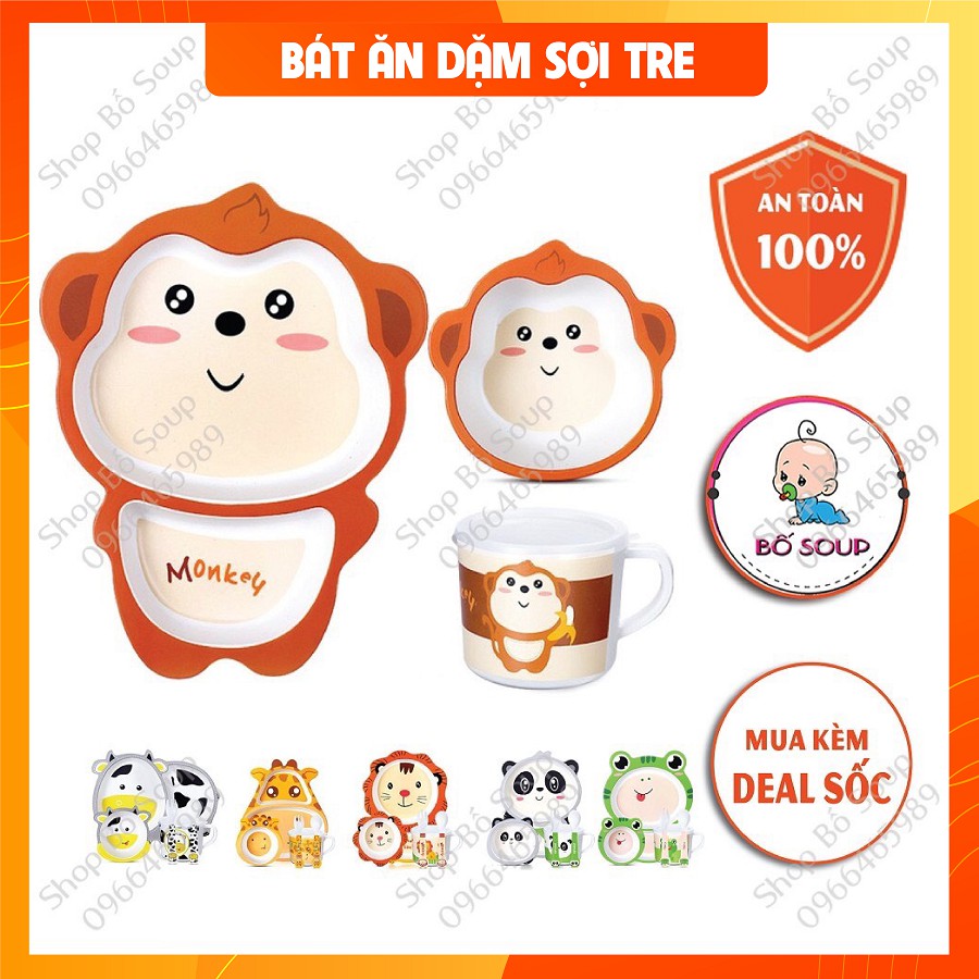 Bát Ăn Dặm Set 5 Món Chất Liệu Sợi Tre Cho Bé