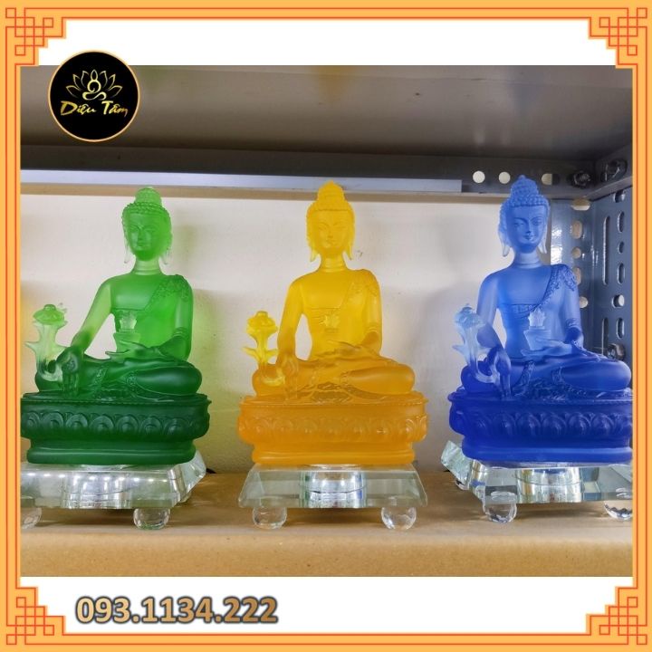 Tượng phật dược sư có đế đèn led đổi màu tương cao 12cm