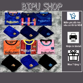 Áo bóng đá Barca BIPU SHOP cho bé trai và bé gái thun lạnh cao cấp bộ đồ thể thao logo thêu bền đẹp