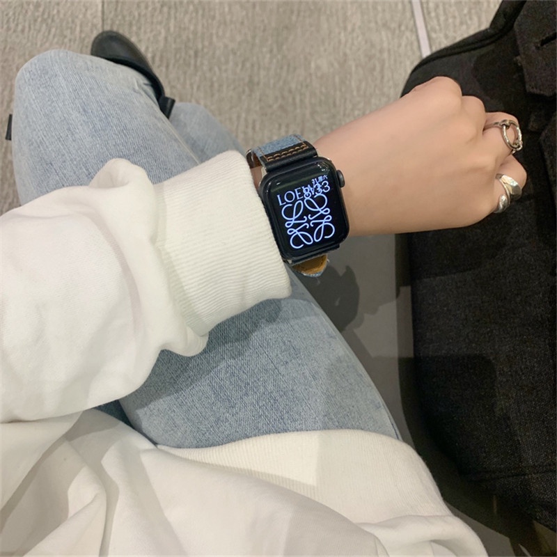 Dây Đeo Bằng Da Cao Bồi Mới 2022 Cho iWatch series 8 7 6 SE 5 4 3 2 1 44mm 41mm 45mm 38mm 42mm 40mm