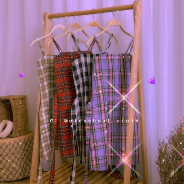 váy-đầm 2 dây kẻ caro buộc eo (ảnh thật / sẵn), váy-đầm 2 dây kẻ caro nhiều màu | BigBuy360 - bigbuy360.vn