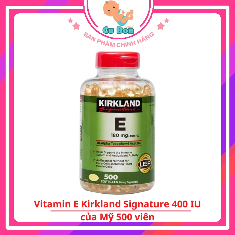 Vitamin E Kirkland Signature 400 IU của Mỹ 500 viên giúp trẻ hóa da chống lão hóa cho phụ nữ từ 12 tuổi trở lên