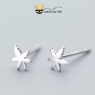 Bông tai bạc S925 lá phong - Amooi Silver AB04
