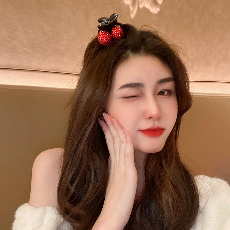 Phong cách hàn quốc rhinestone kẹp tóc ngọt ngào anh đào kẹp tóc thời trang phụ kiện tóc phụ nữ