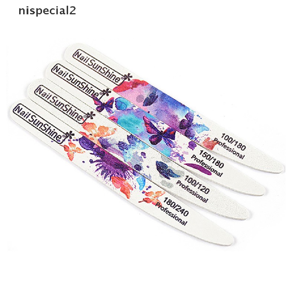 [nispecial2] 4Pcs/Lot Wooden Nail Files Butterfly Printed Strong Sandpaper White Wood Files [new]