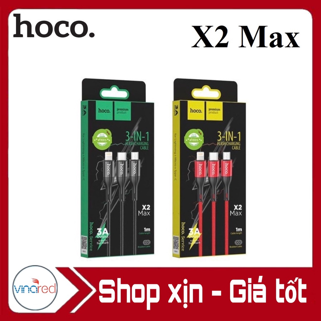 Cáp sạc HC X2 MAX 3 đầu ( ss + ip + typec )