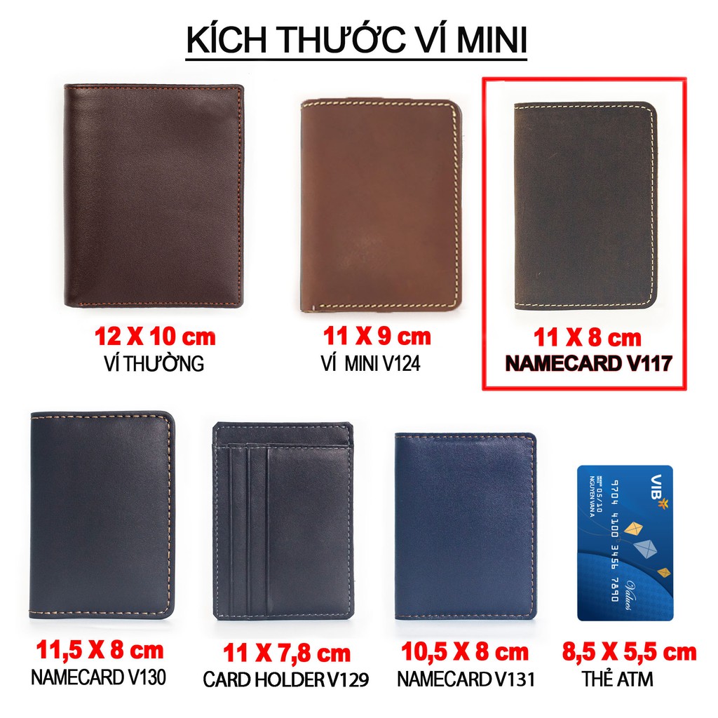 Ví đựng thẻ card holder Bụi Leather V117 da sáp ngựa điên cao cấp