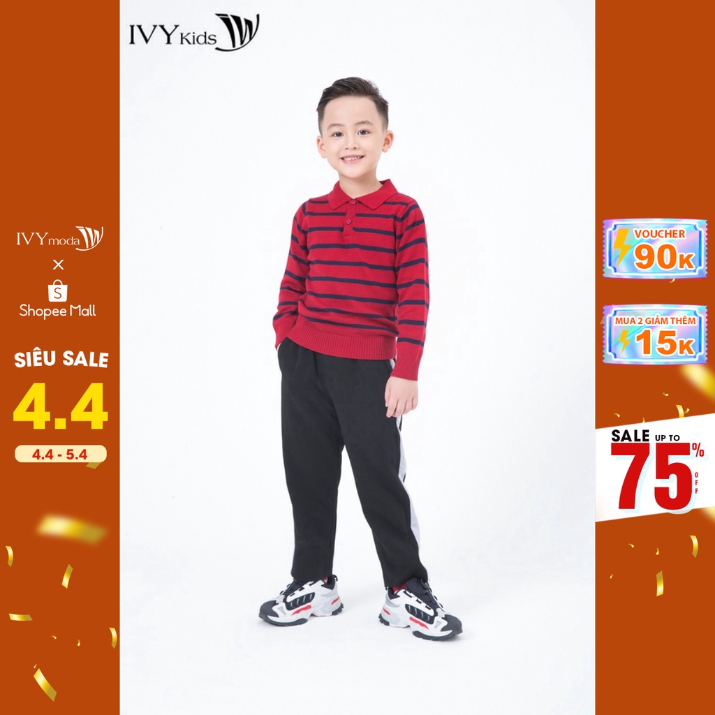 Quần dài sọc trắng bé trai IVY moda MS 22K0968