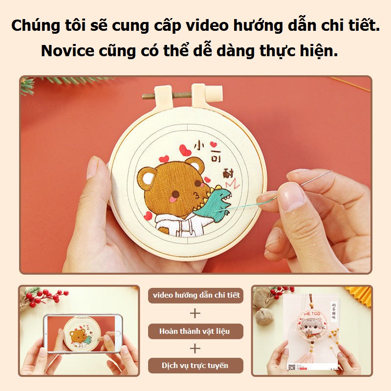 Thêu Handmade/Phụ Kiện/Bộ dụng cụ thêu làm móc khóa chủ đề 12 Cung hoàng đạo phong cách Trung Hoa DIY