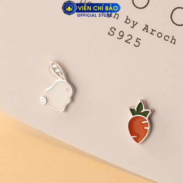 Bông tai bạc nữ thỏ cà rốt dễ thương chất liệu bạc 925 thời trang phụ kiện trang sức nữ Viễn Chí Bảo B400473