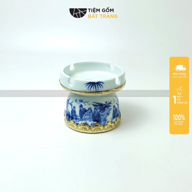 Bộ Ấm Trà Bộ Tách Uống Trà Bọc Đồng Vàng Cảnh Trúc Lâm Thất Hiền Gốm Sứ Bát Tràng Cao Cấp Nhiều Mẫu