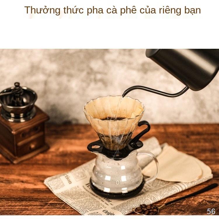 2021♚Bình cà phê tay nhỏ giọt cà phê lọc cốc v60 hộ gia đình miệng mỏng thủy tinh đám mây chia sẻ nồi