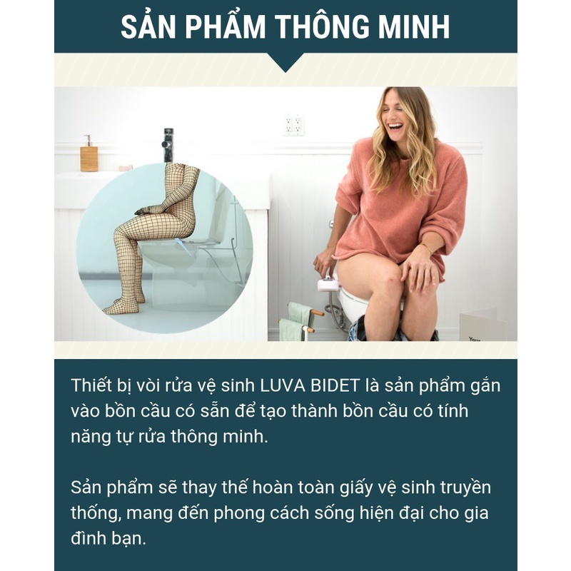 Vòi xịt vệ sinh thông minh Luva Bidet LB202, 2 vòi rửa nóng lạnh, BH 3 năm, đổi lỗi 15 ngày, model 2022