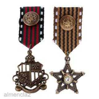 [Almencla2] 2 Chiếc Huy Chương Streampunk Gothic Trang Phục Ngôi Sao Mặt Dây Chuyền Trâm Cài Cosplay