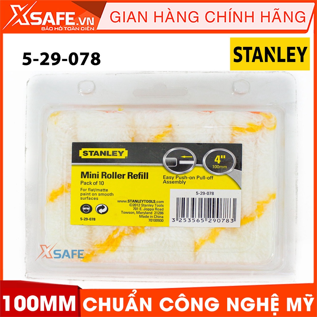 Lăn sơn 4inch STANLEY 5-29-078 100mm Con lăn sơn nước vải bông mềm, độ thấm sơn cao, đường lăn mịn