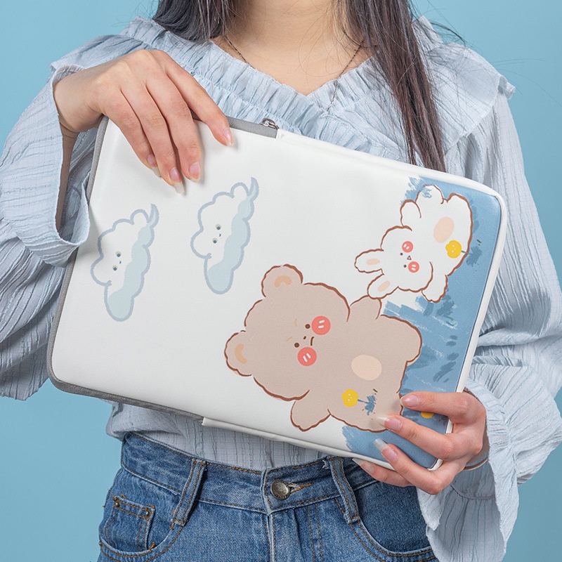 WayYoung/ XTL Túi Da Canvas Đựng Laptop Chống Sốc Chống Nước In Hình Hoạt Hình Cho Surface Air Pro Acer Dell 10 11 12 13 14 15 inch