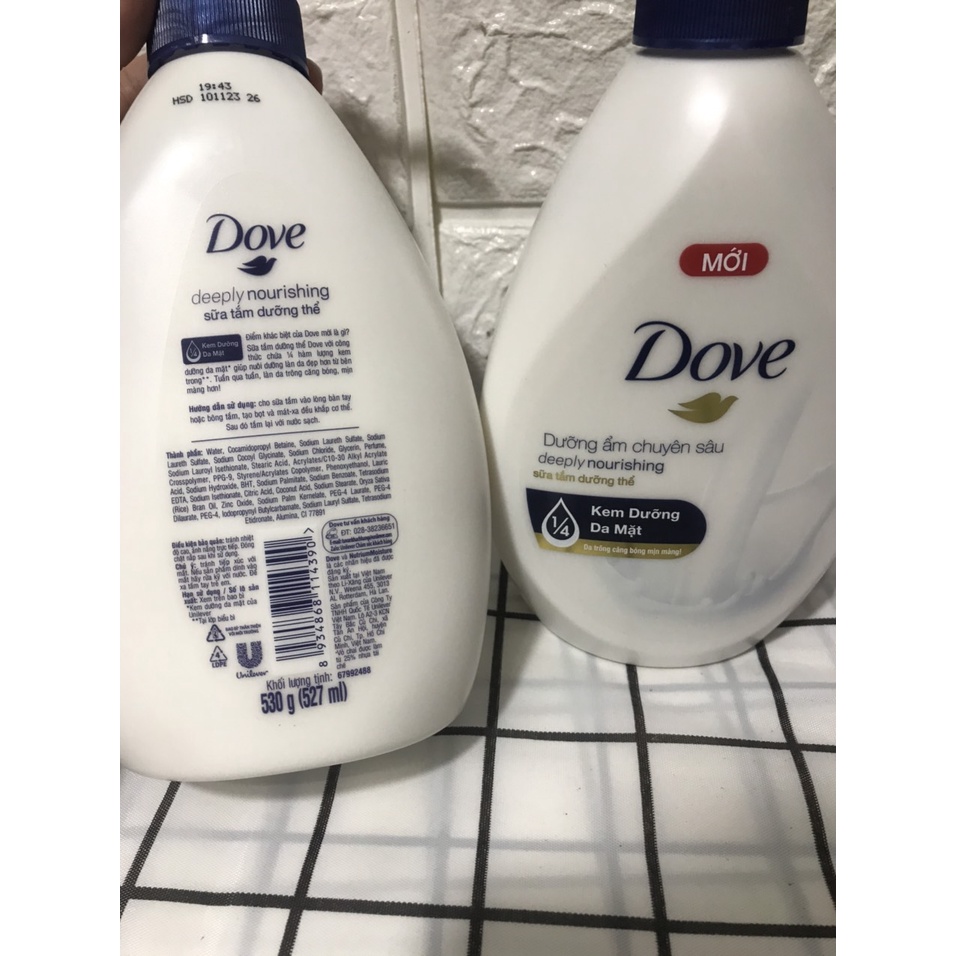 Sữa tắm dưỡng thể Dove dưỡng ẩm toàn thân 530gr