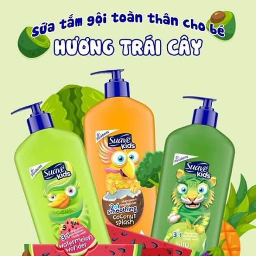 [Hàng Mỹ - An Toàn Cho Trẻ] Sữa Tắm - Gội - Xả Cho Bé Suave Kid 3 In 1 532ml ,1.18 Lít