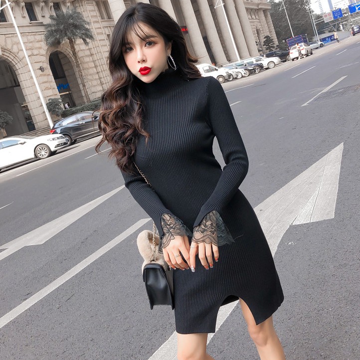 Đầm dáng ôm len tay dài Emilyshop