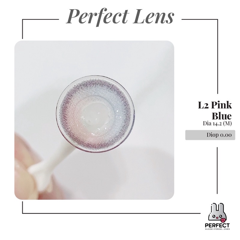 Lens Mắt , Kính Áp Tròng L2 PINK BLUE Không Độ , DIA 14.2 , Cho Mắt Nhạy Cảm Giá Sale