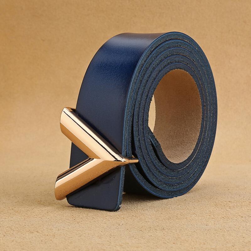 Mới Thắt Lưng Da Khóa Hợp Kim Chữ v Thời Trang Cho Nam Nữ