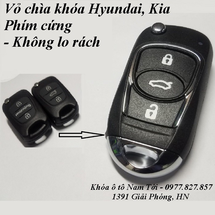 Vỏ chìa khóa tự thay thế tại nhà dễ dàng Kia Morning, Rio,... Hyundai Accent, i30.... - PHÍM CỨNG