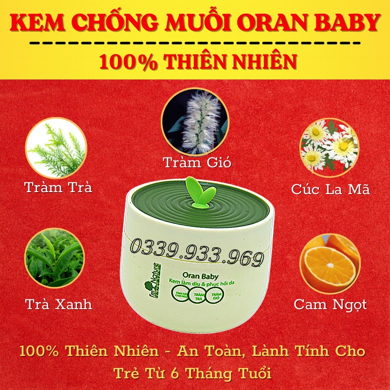 Kem Chống Muỗi Oran Baby I'm Nature - Kem Bôi Đuổi Muỗi, Làm Dịu Vết Muỗi Đốt Cho Bé 50gr