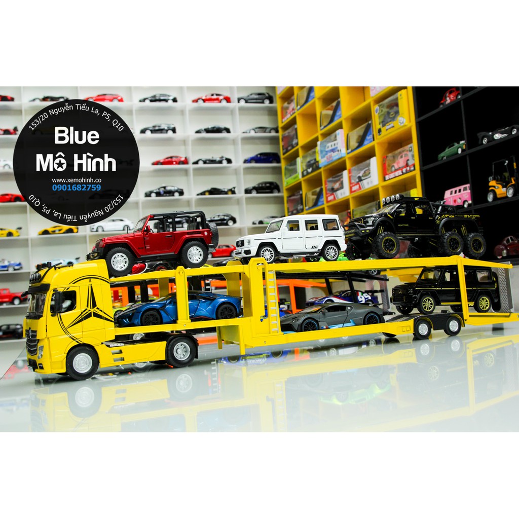 Xe mô hình đầu kéo container xe tải chở xe Mercedes 1:32