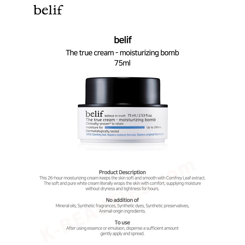 [belif] Kem dưỡng ẩm The true cream - Moisturizing Bomb cho làn da mềm mịn hiệu quả | BigBuy360 - bigbuy360.vn