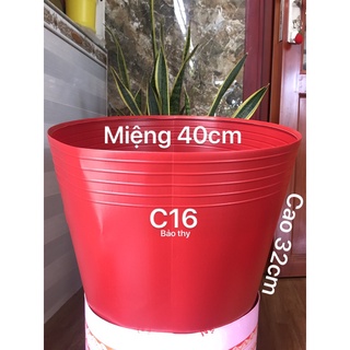 Chậu nhựa bít lổ trồng sen C16 màu đỏ