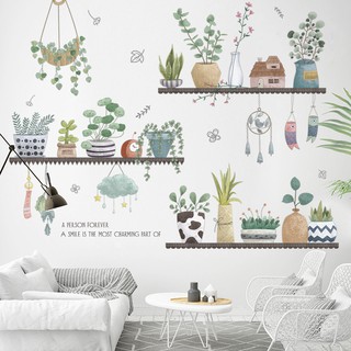 Decal dán tường kệ chậu pc bắc âu