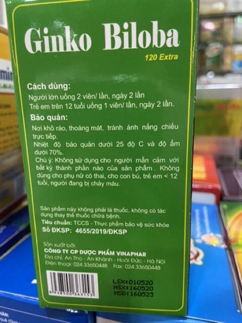 Viên uống bổ não ginko Biloba 120mg Extra (H/100v)