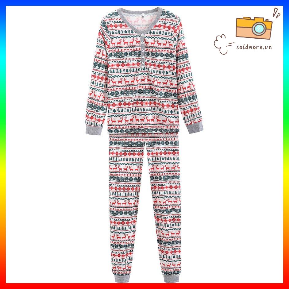 Bộ đồ ngủ in họa tiết cây thông/ông già noel/tuần lộc dễ thương cho gia đình