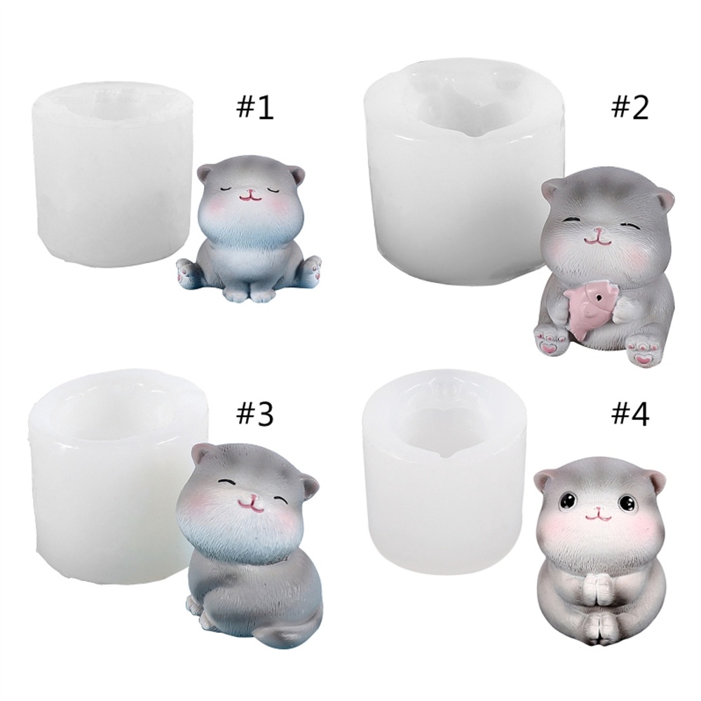 Khuôn Silicon Làm Nến / Xà Phòng Hình Mèo 3D Dễ Thương Trang Trí Nhà Cửa