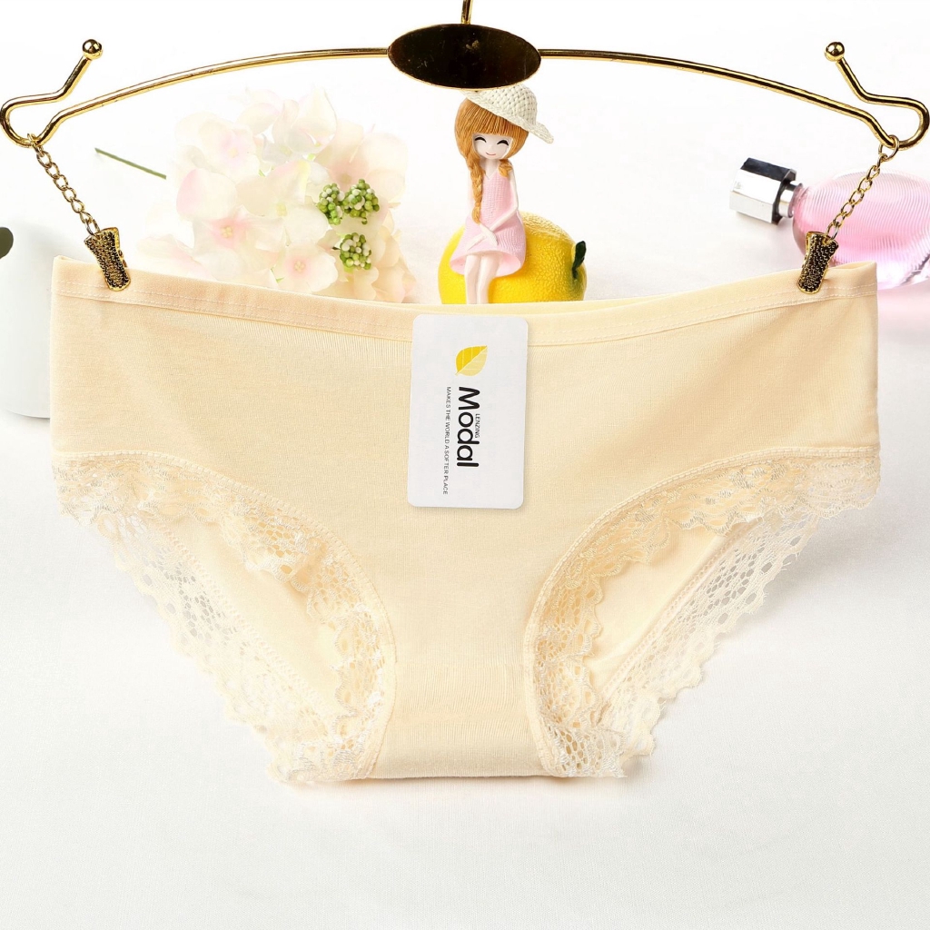 Quần lót modal cotton lưng thấp phối ren dễ thương dành cho nữ | BigBuy360 - bigbuy360.vn