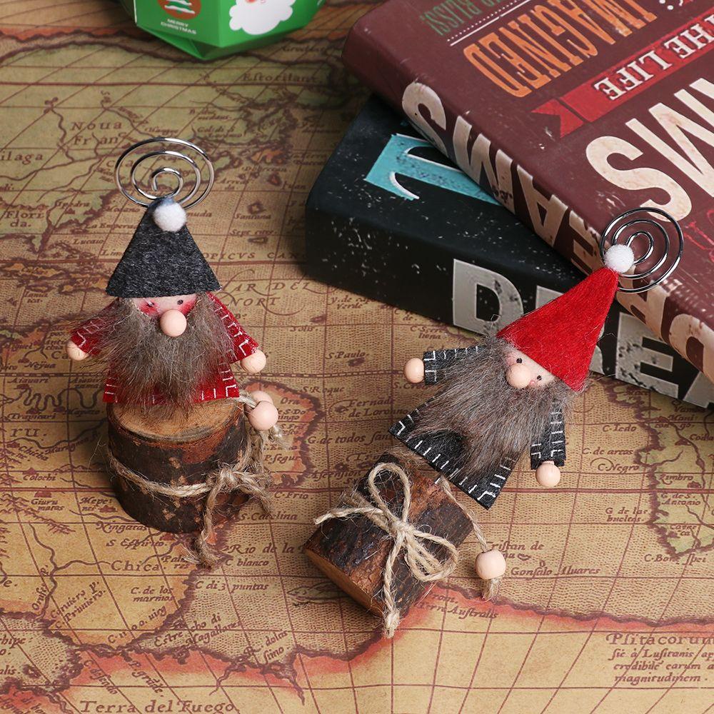 Giá Đỡ Thẻ Ghi Chú Bằng Gỗ Hình Ông Già Noel &amp; Người Tuyết Màu Cầu Vồng Trang Trí Tiệc Cưới / Nhà Cửa DIY
