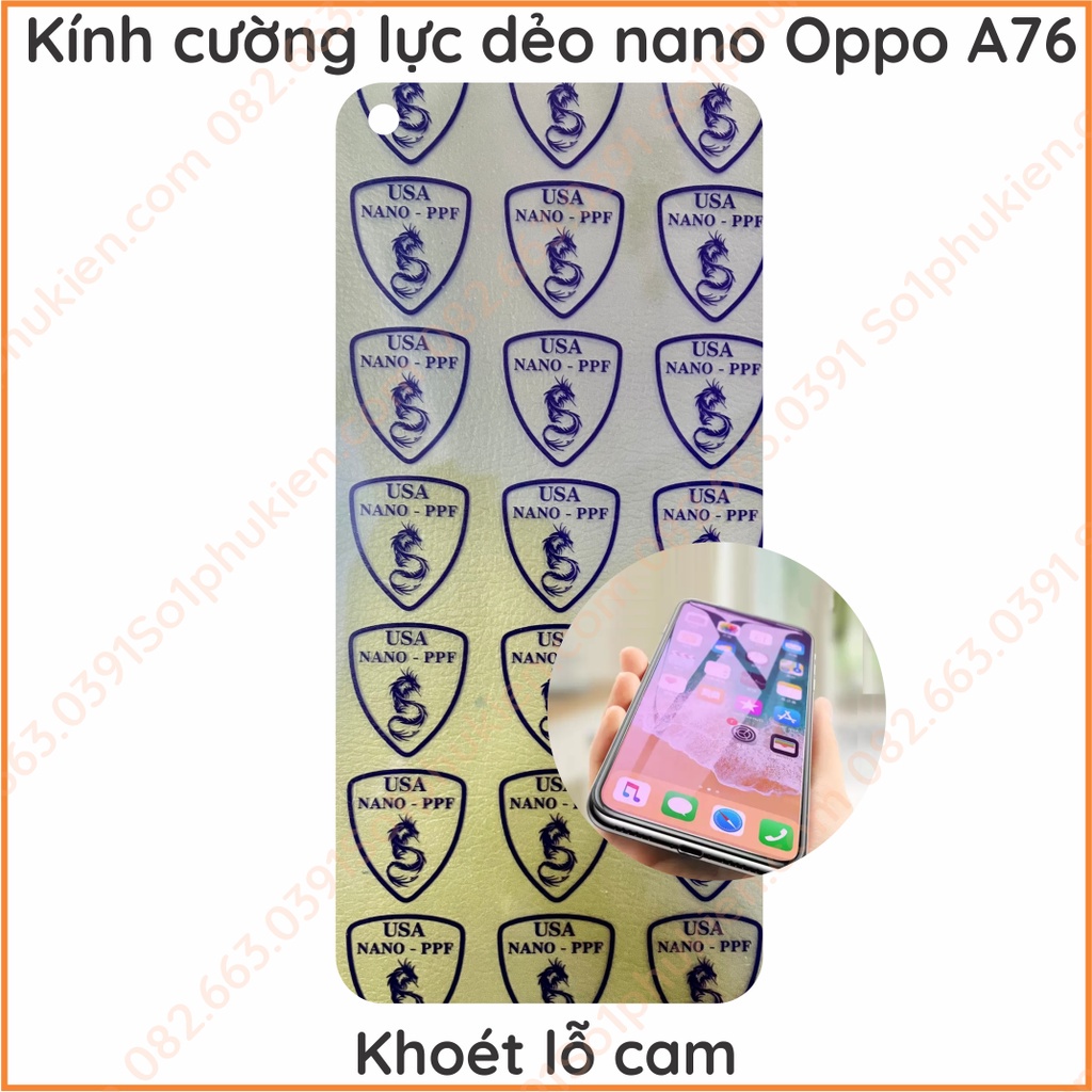 Dán cường lực Oppo A76 / A96 dẻo nano siêu bền, trong suốt, chuẩn cường lực 9H+