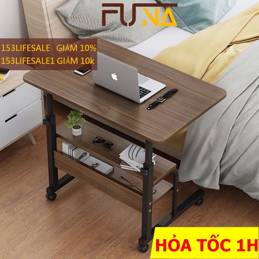 Bàn làm việc đa năng FUNA BDN05 phiên bản nâng cấp kệ 2 tầng thiết kế thời trang,nâng hạ chiều cao,chân bánh di chuyển