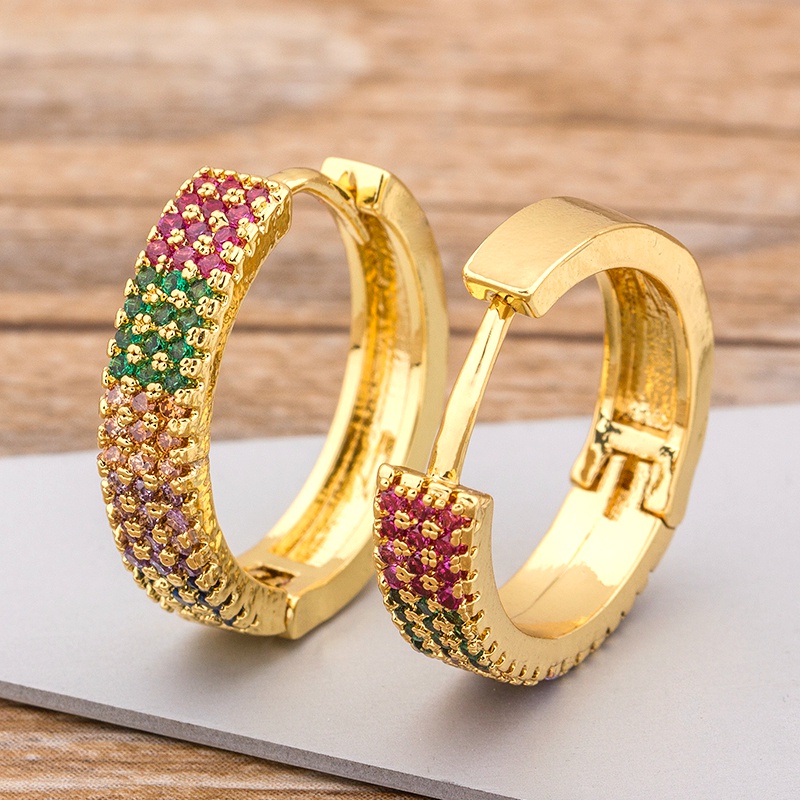 Khuyên Tai Tròn Đính Đá Sang Trọng Cho Nữ