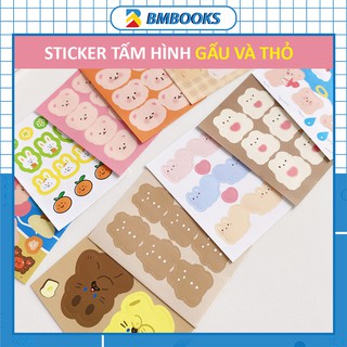Sticker cute tấm hình Gấu và Thỏ đáng yêu BMBooks