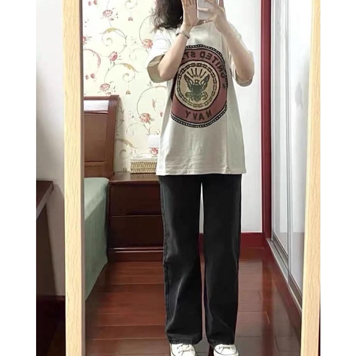 Quần jean BIGSIZE suông đen ghi   M7703 55-95KG