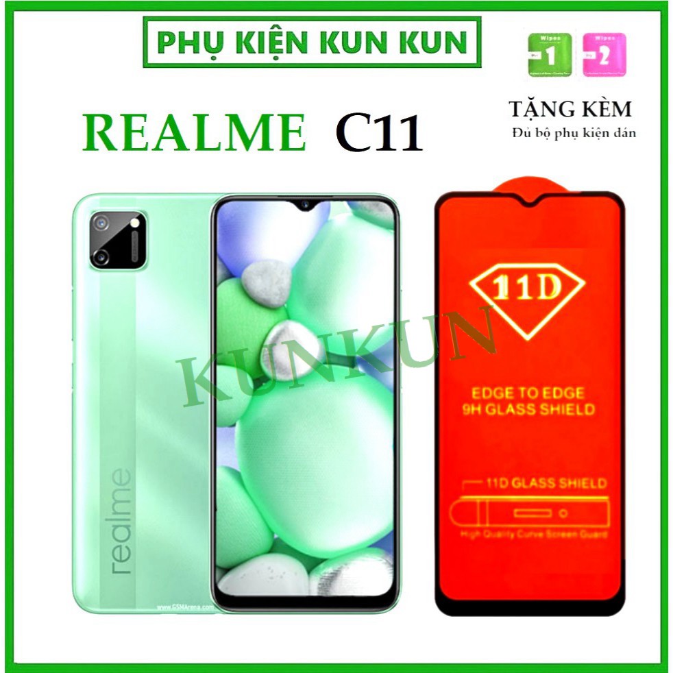 Kính Cường Lực Realme C11 - Cao Cấp - Full màn hình 11D - Độ cứng 9H - Độ trong suốt cực cao [FreeShip_50K]