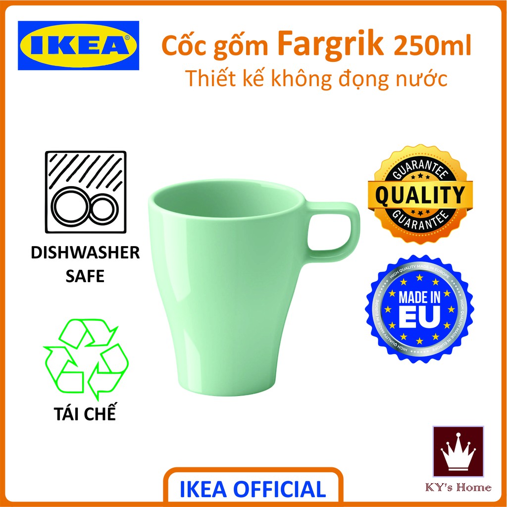 Cốc gốm màu xanh lá cây nhạt Ikea Fargrik 250 ml