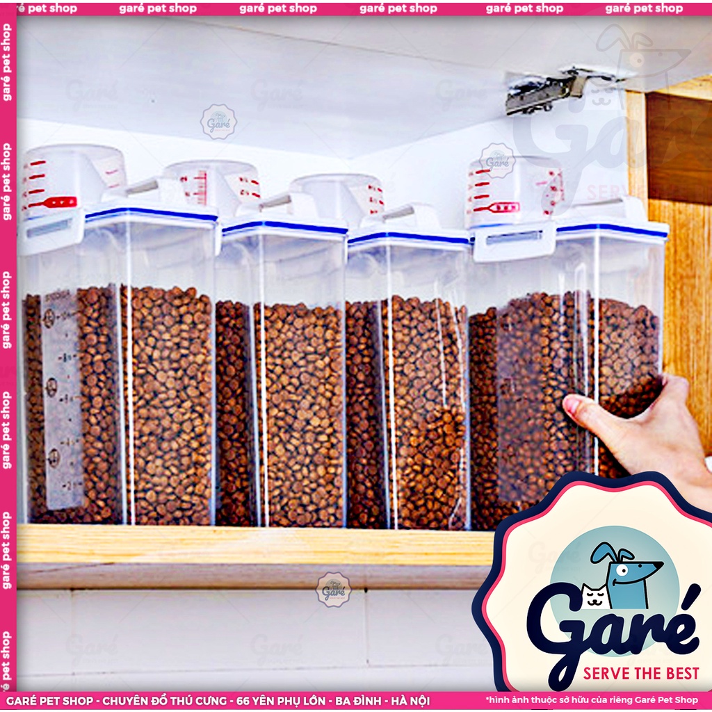 Hộp Stocker đựng thức ăn hạt kèm cốc định lượng dành cho Chó Mèo Garé Pet Shop