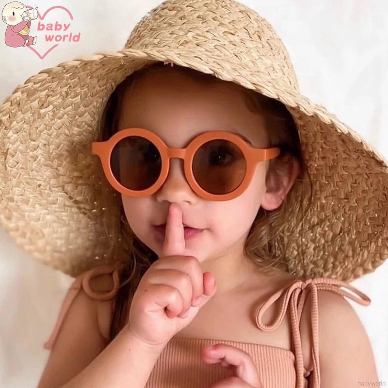 Kính mát hình tròn màu trơn thời trang cho bé