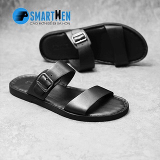 Dép Da bò thật SMARTMEN DSM-07 Đen