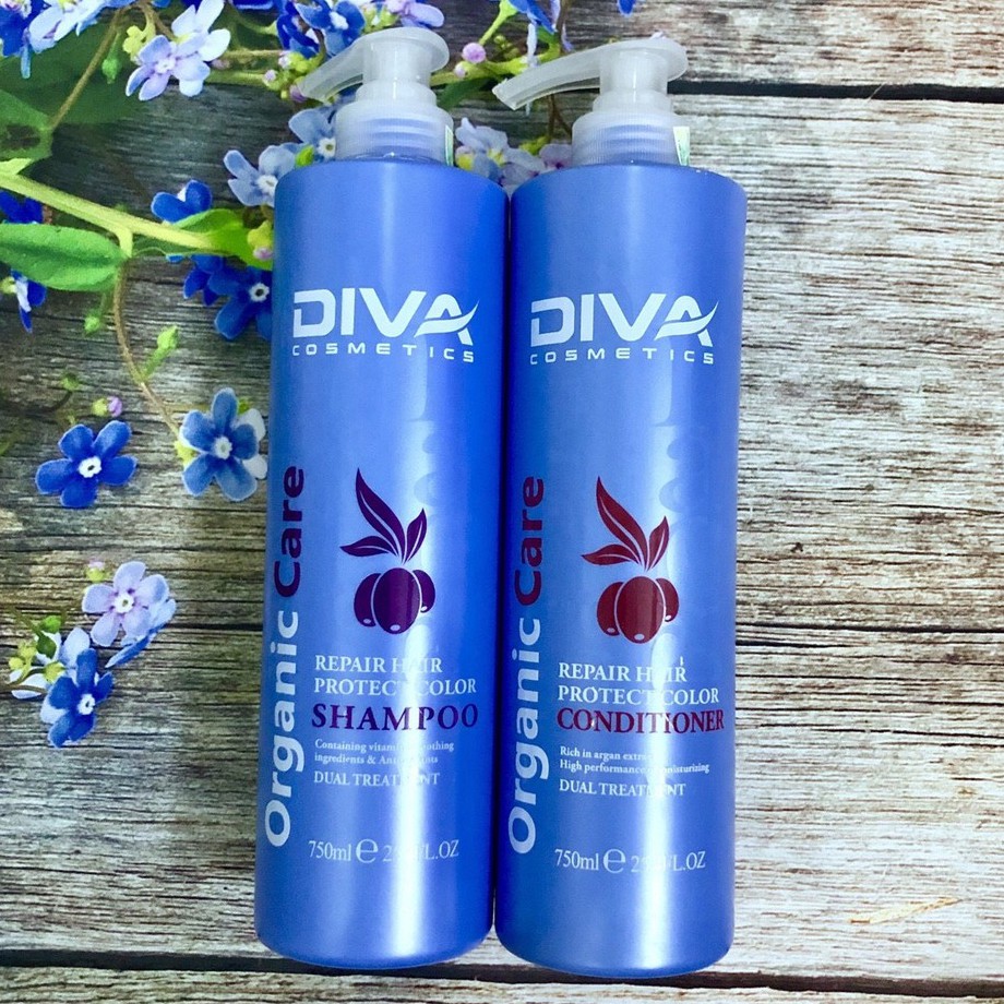 Dầu gội xả DIVA ORGANIC CARE phục hồi và bảo vệ màu nhuộm 750mlx2 ( New 2021 )